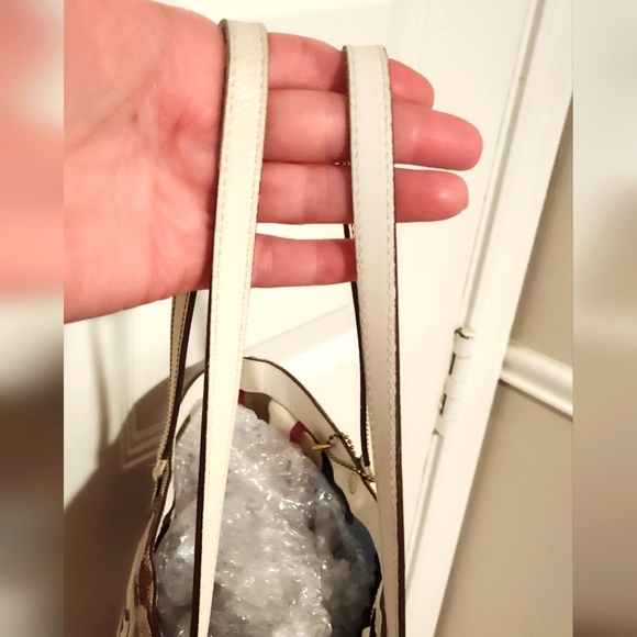 Coach Signature C Shoulder Tote Bag w/ Satin Stripe & Leather Trim 14" X 10" - Picture 14 of 14